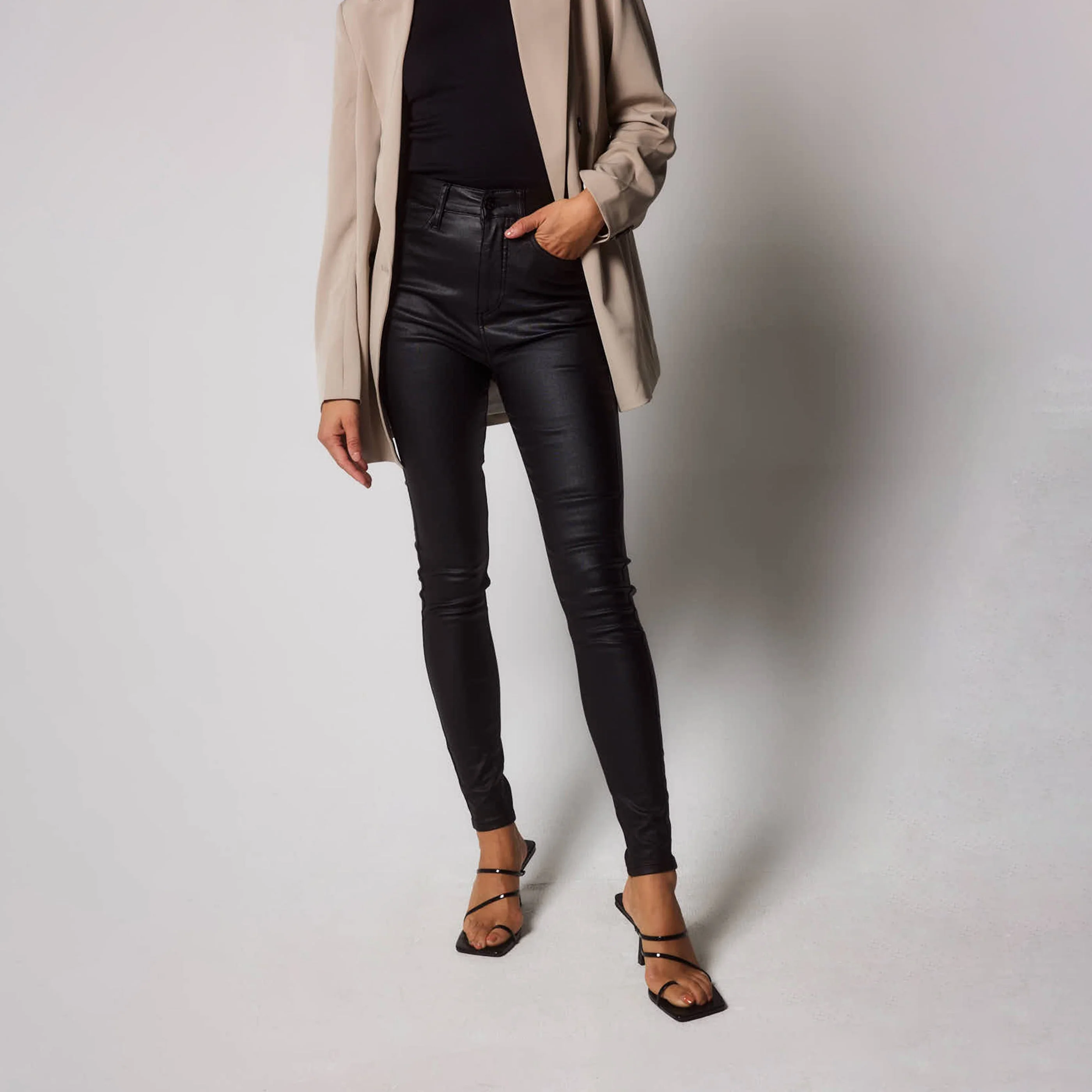 Coated Jeans - Black - Image 6