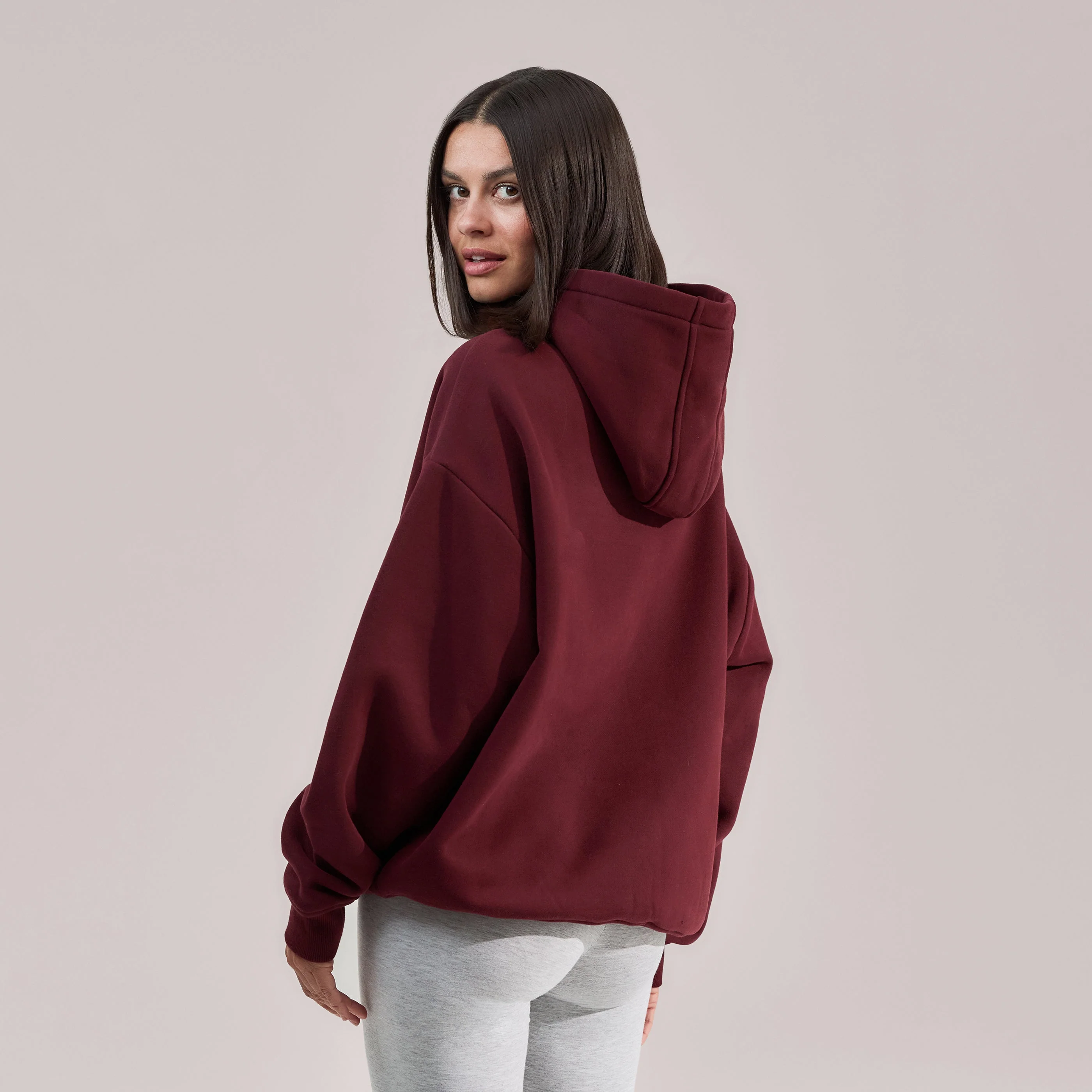 Heavyweight Oversized Hoodie - Burgundy - Image 3