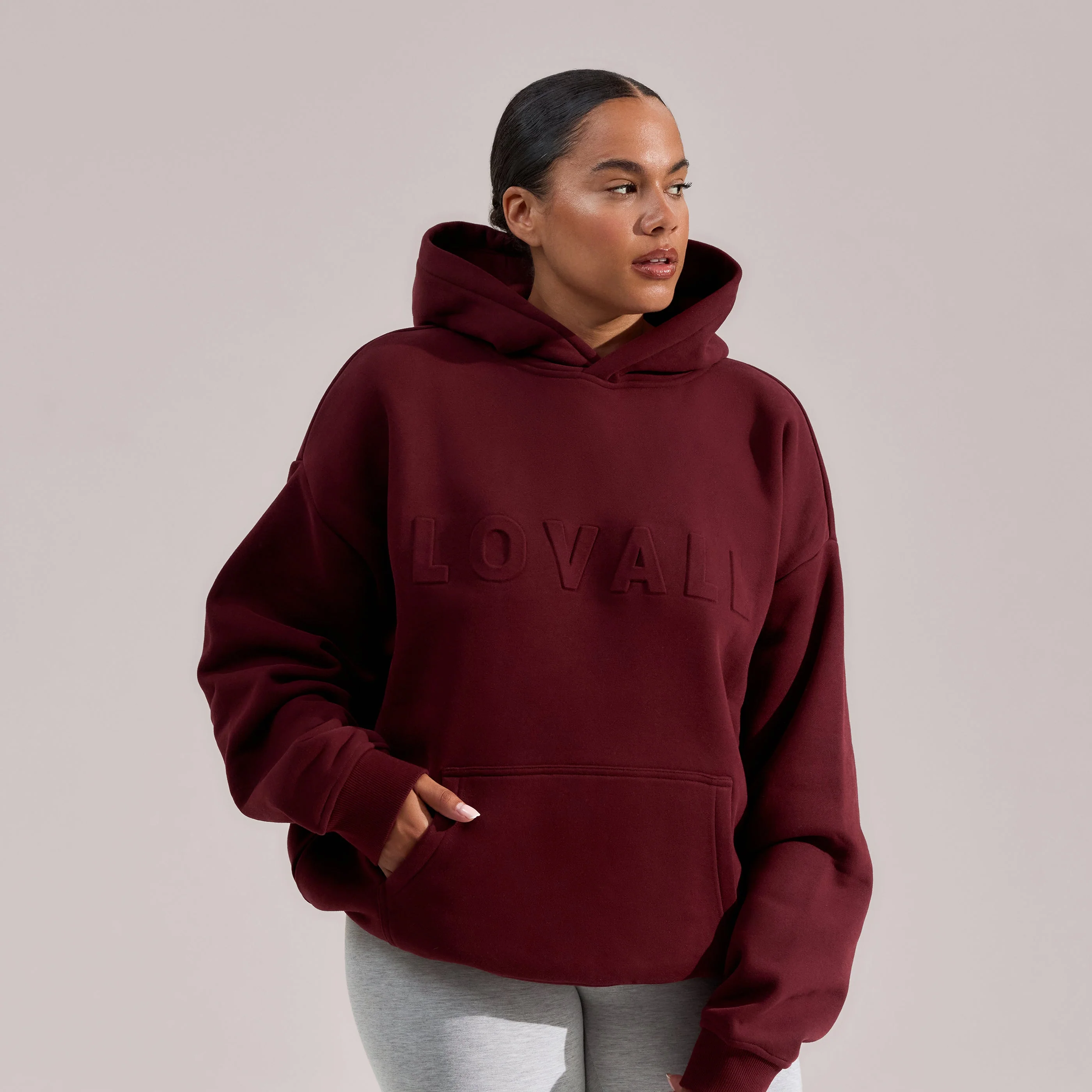 Heavyweight Oversized Hoodie - Burgundy - Image 6