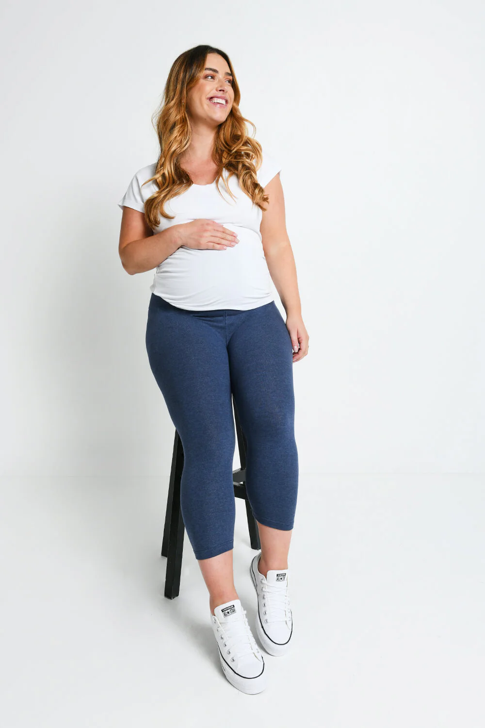 Maternity Everyday Cropped Leggings - Infinity Blue Marl - Image 5