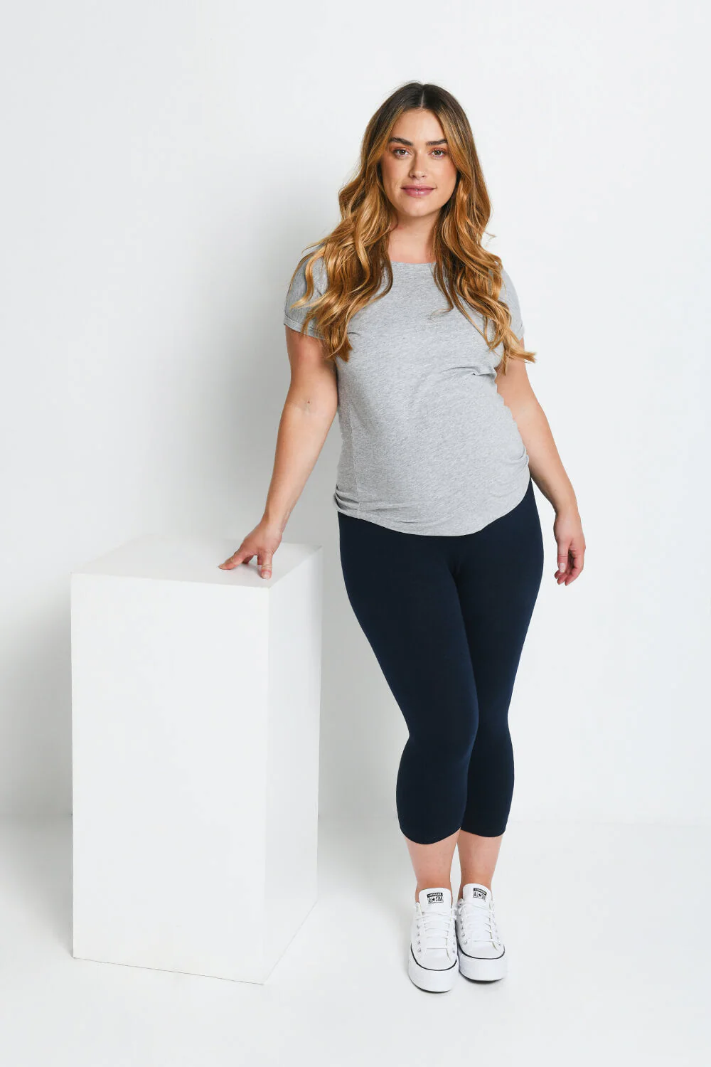 Maternity Everyday Cropped Leggings - Navy Blue - Image 5