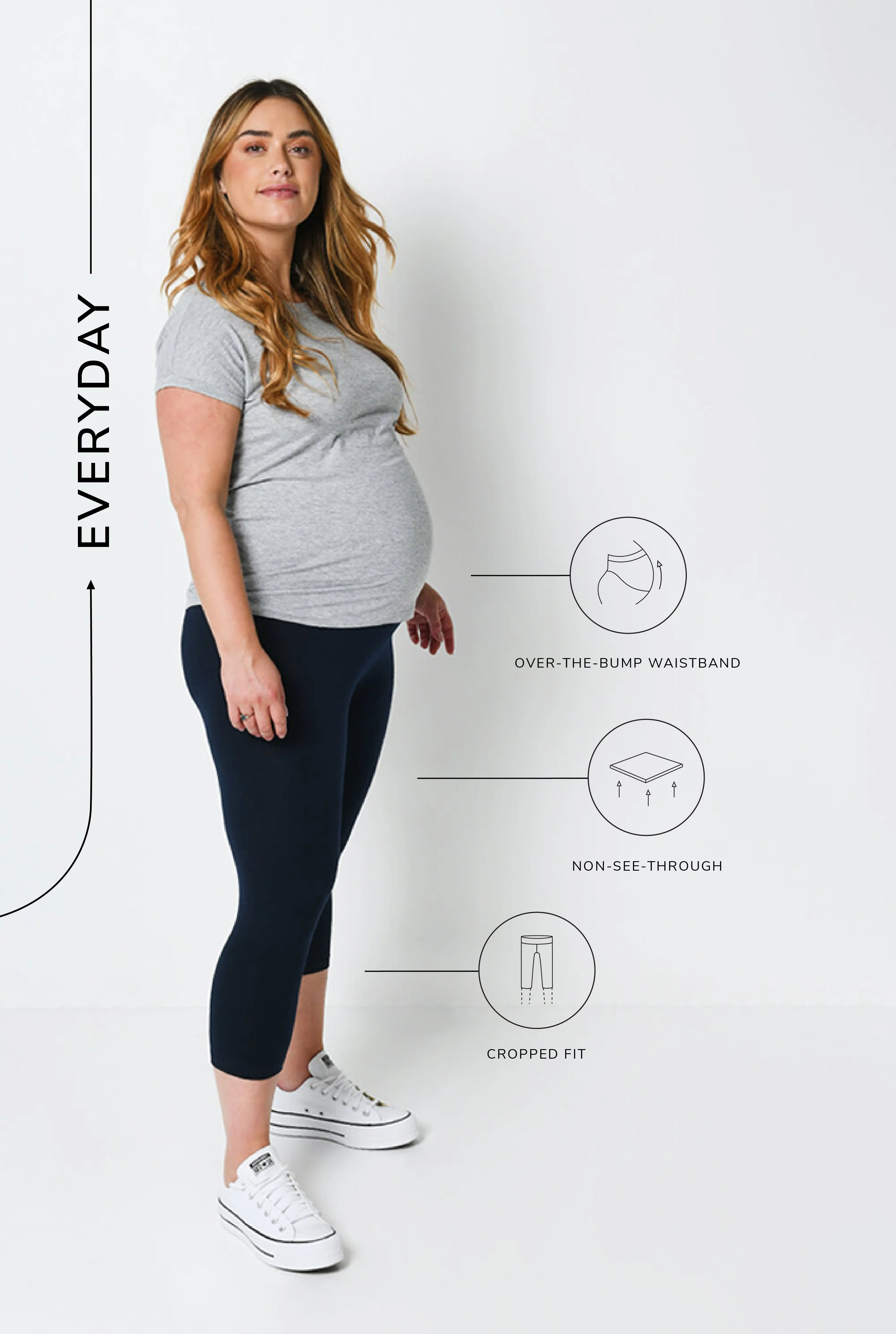 Maternity Everyday Cropped Leggings - Navy Blue - Image 6
