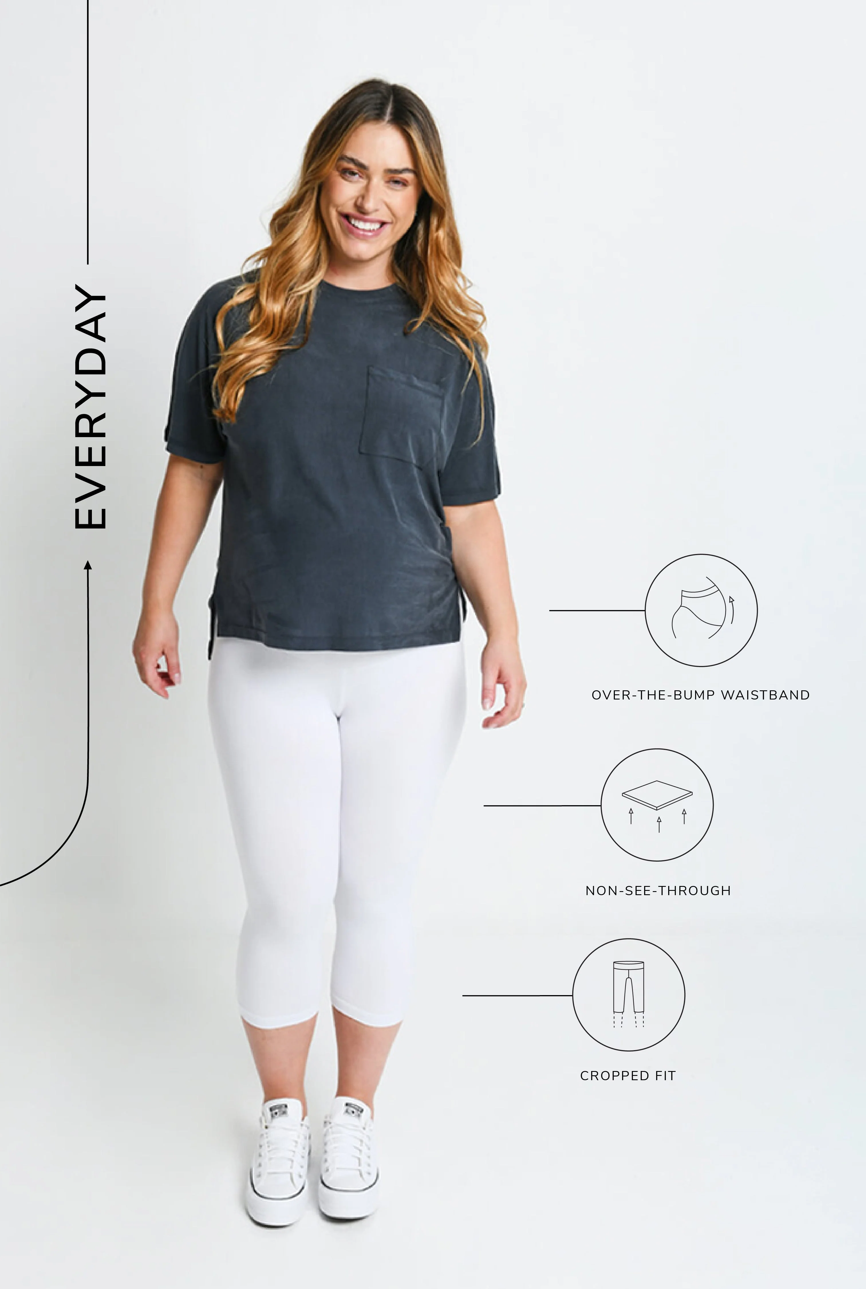 Maternity Everyday Cropped Leggings - White - Image 6