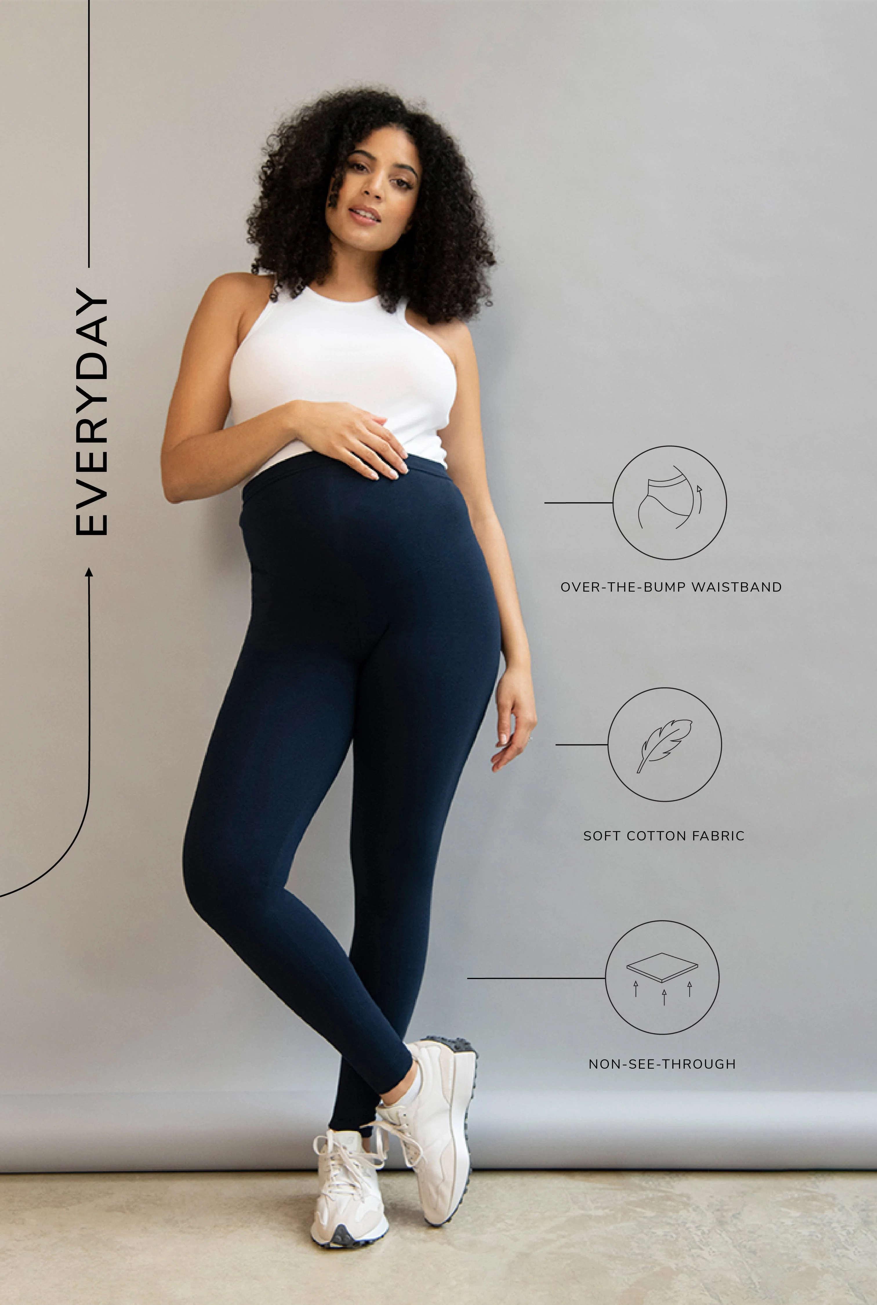 Maternity Everyday Leggings - Navy Blue - Image 3