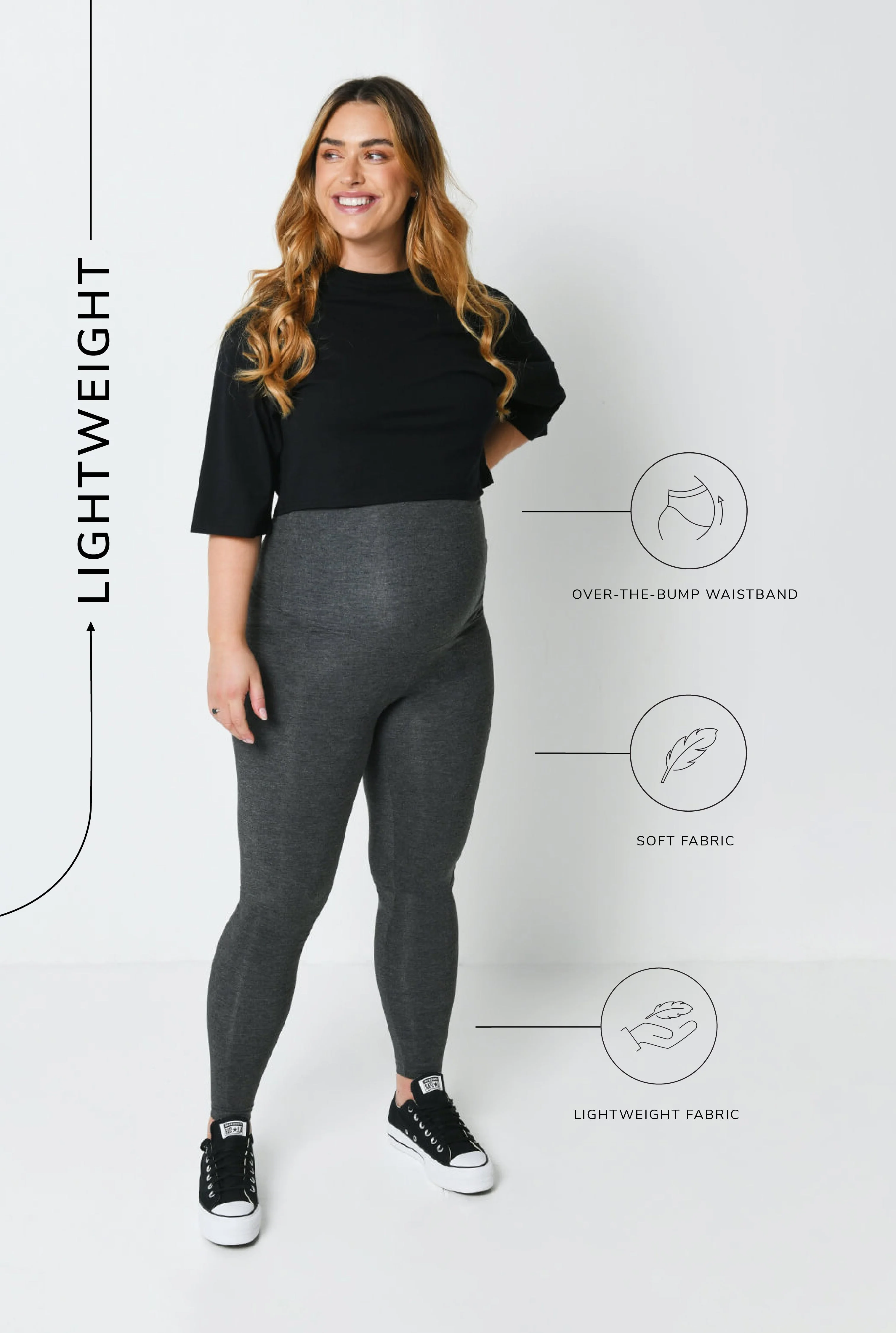 Maternity Lightweight Everyday Leggings - Dark Grey Marl - Image 6