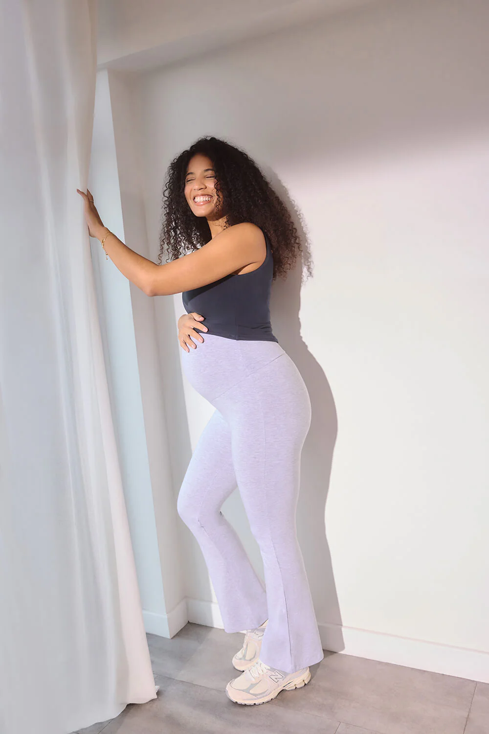Maternity Lightweight Flare Leggings - Light Grey Marl - Image 6