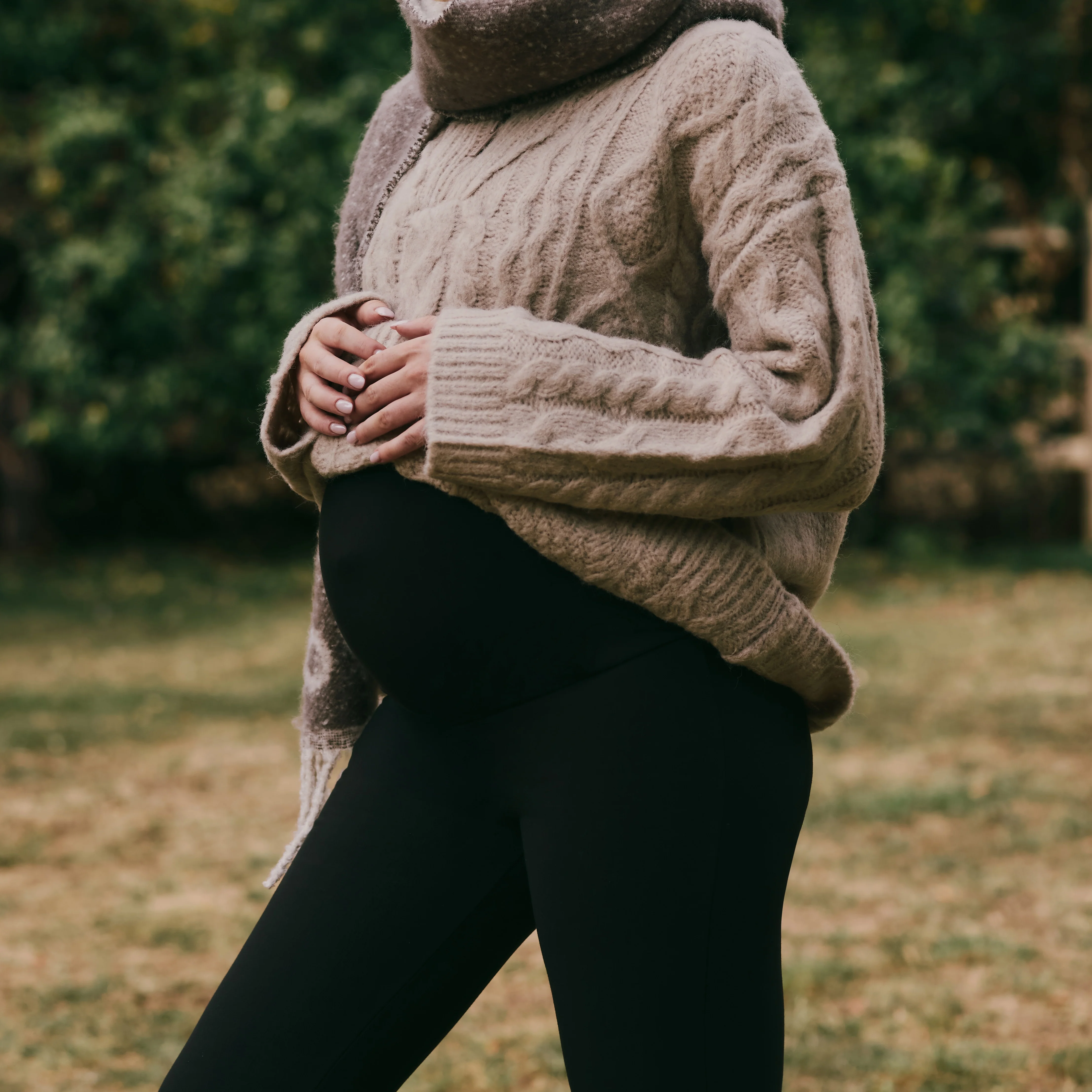Maternity Winter Flare Leggings - Black Coffee - Image 3