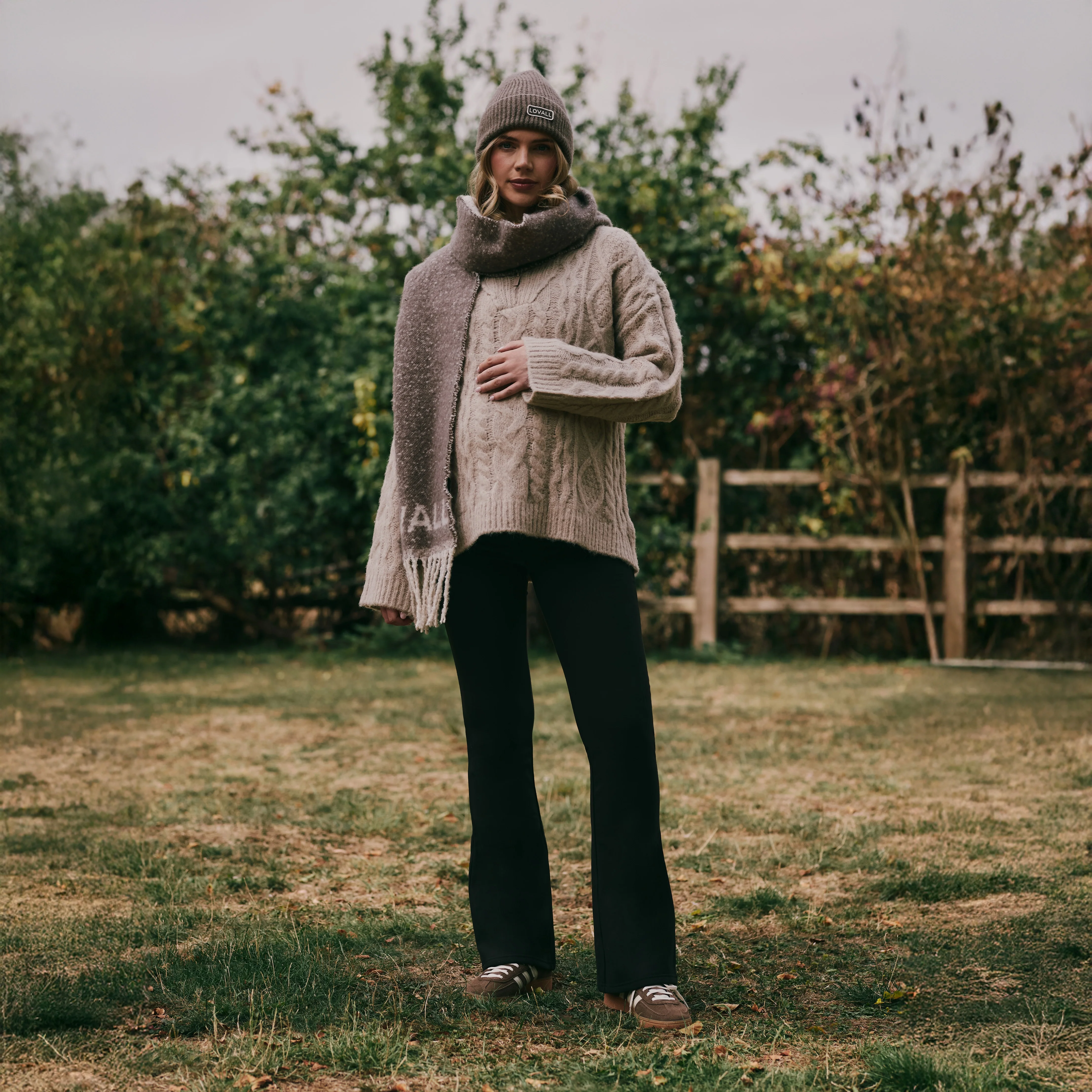 Maternity Winter Flare Leggings - Black Coffee - Image 5