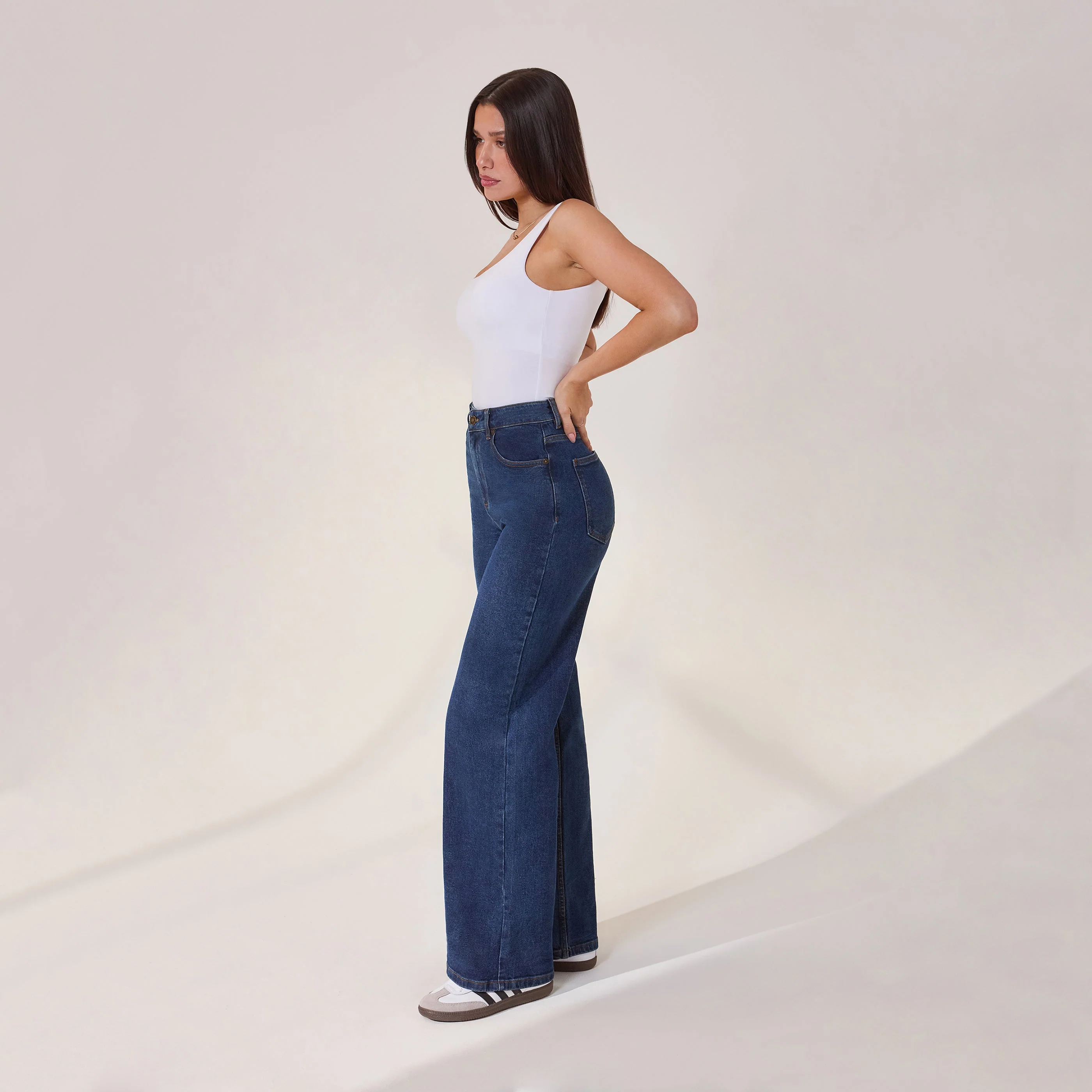 Wide Leg Jeans - Dark Blue - Image 3