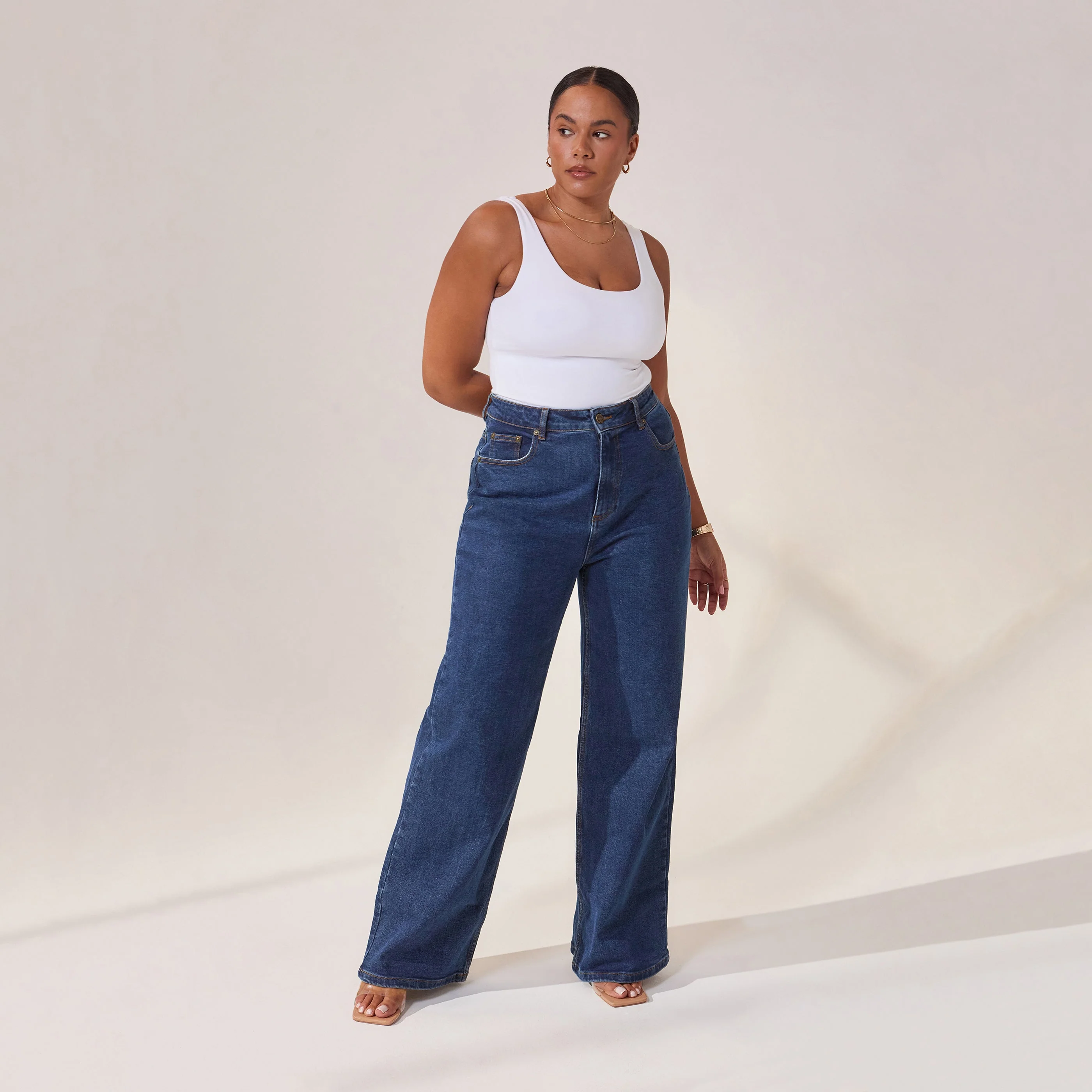Wide Leg Jeans - Dark Blue - Image 6