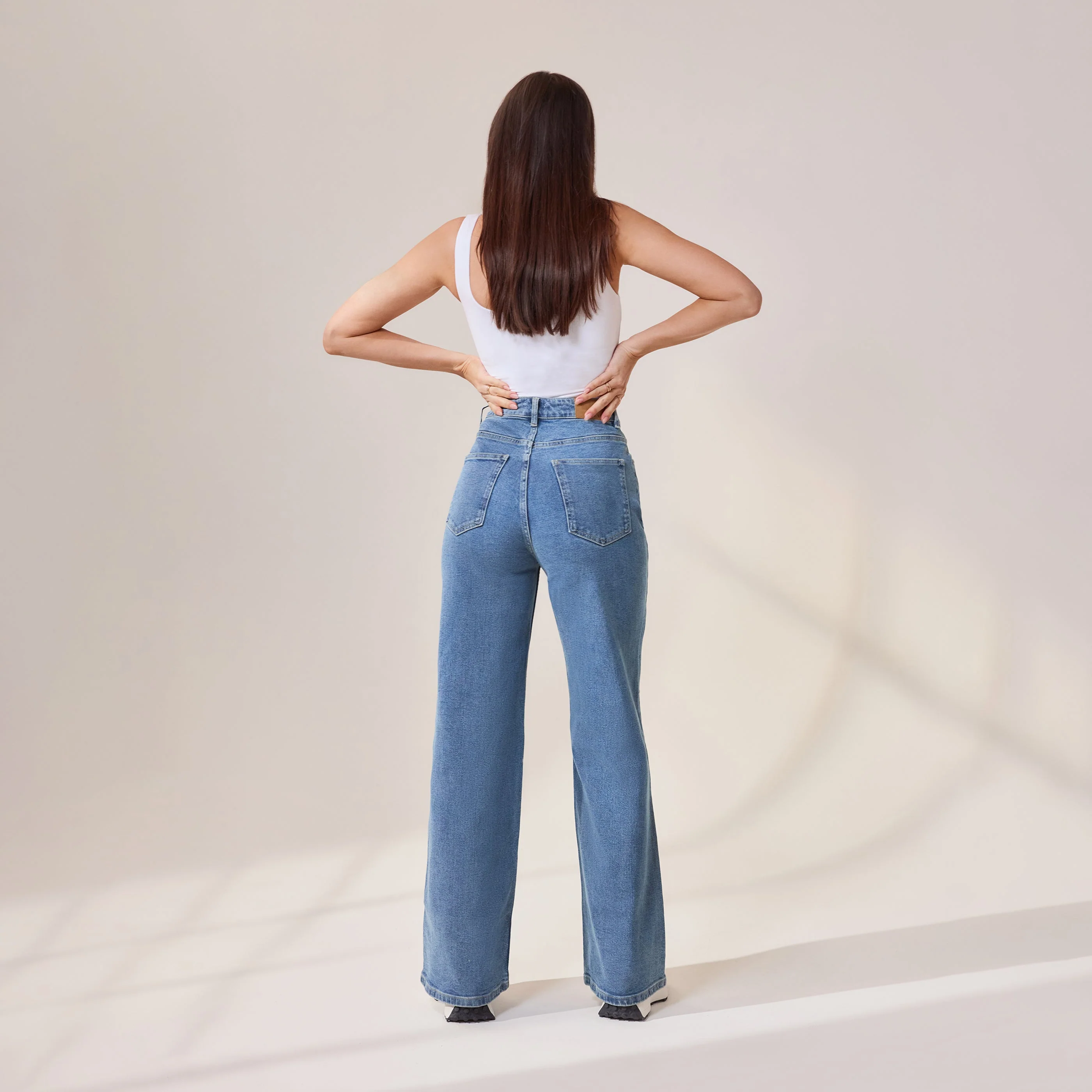 Wide Leg Jeans - Mid Blue - Image 3