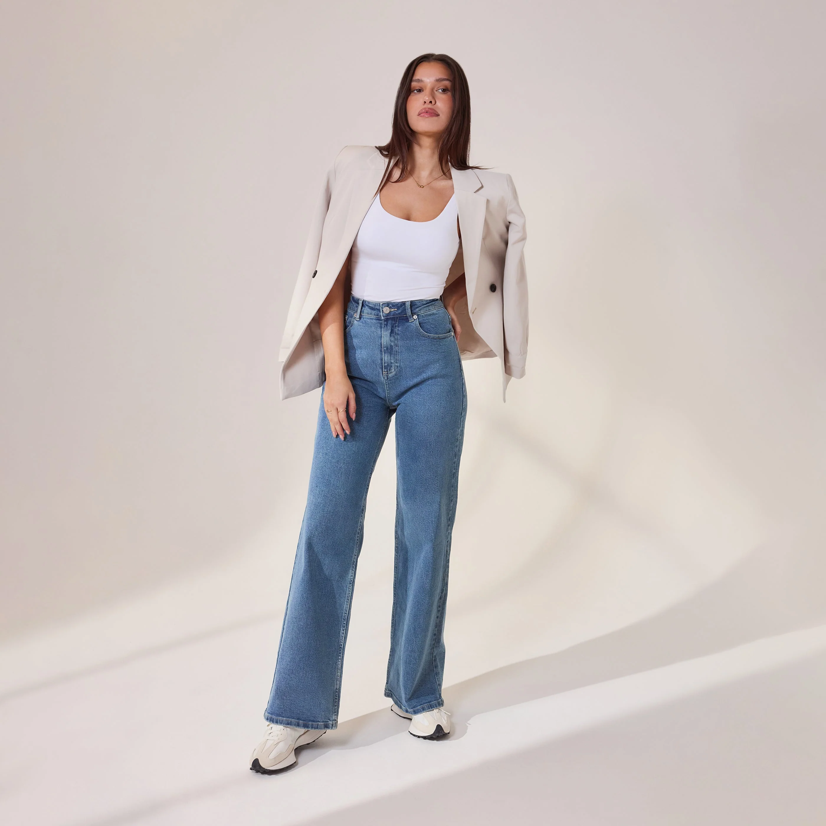 Wide Leg Jeans - Mid Blue - Image 5