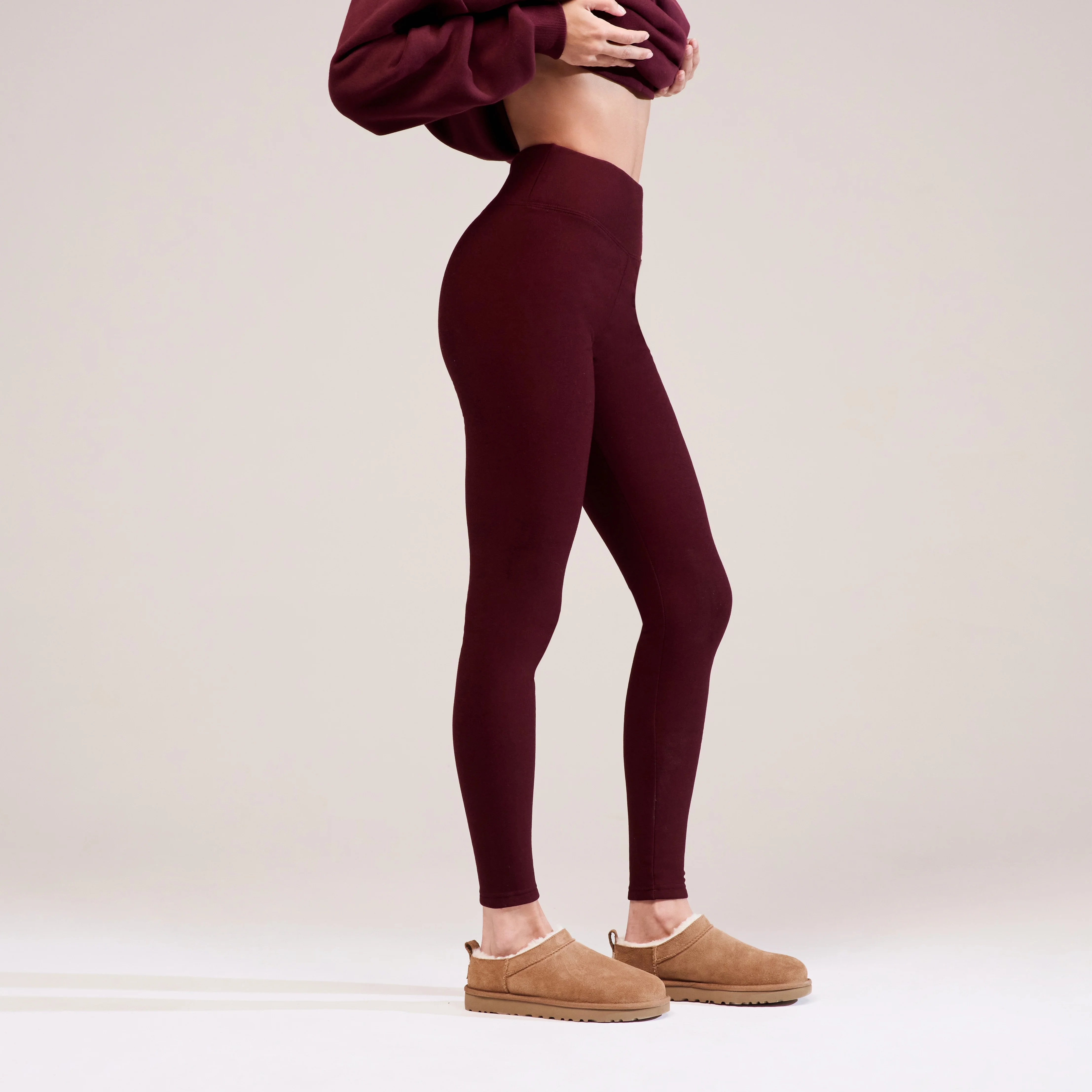 Winter Everyday High Waisted Leggings - Burgundy - Image 6