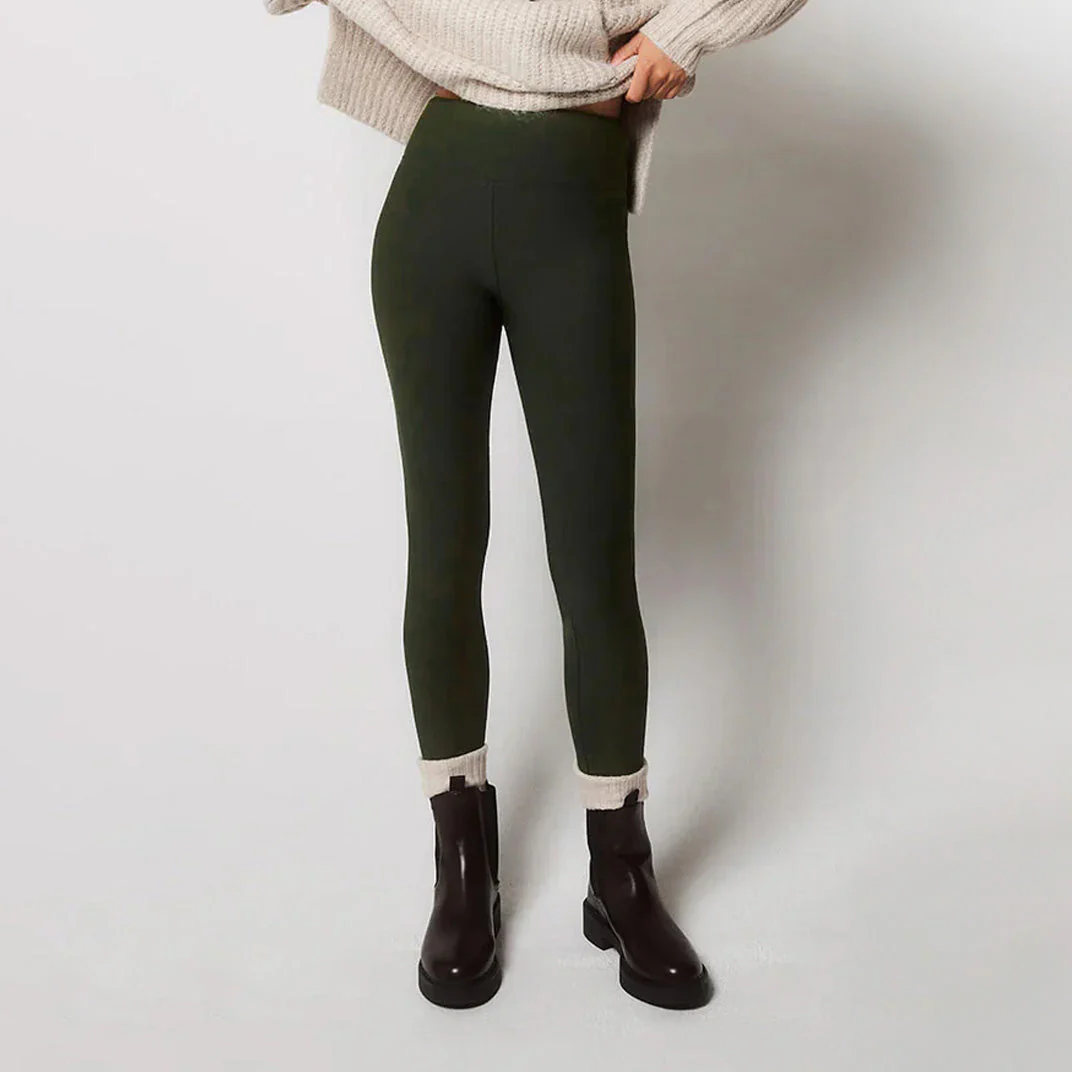 Winter Everyday High Waisted Leggings - Deep Olive - Image 5