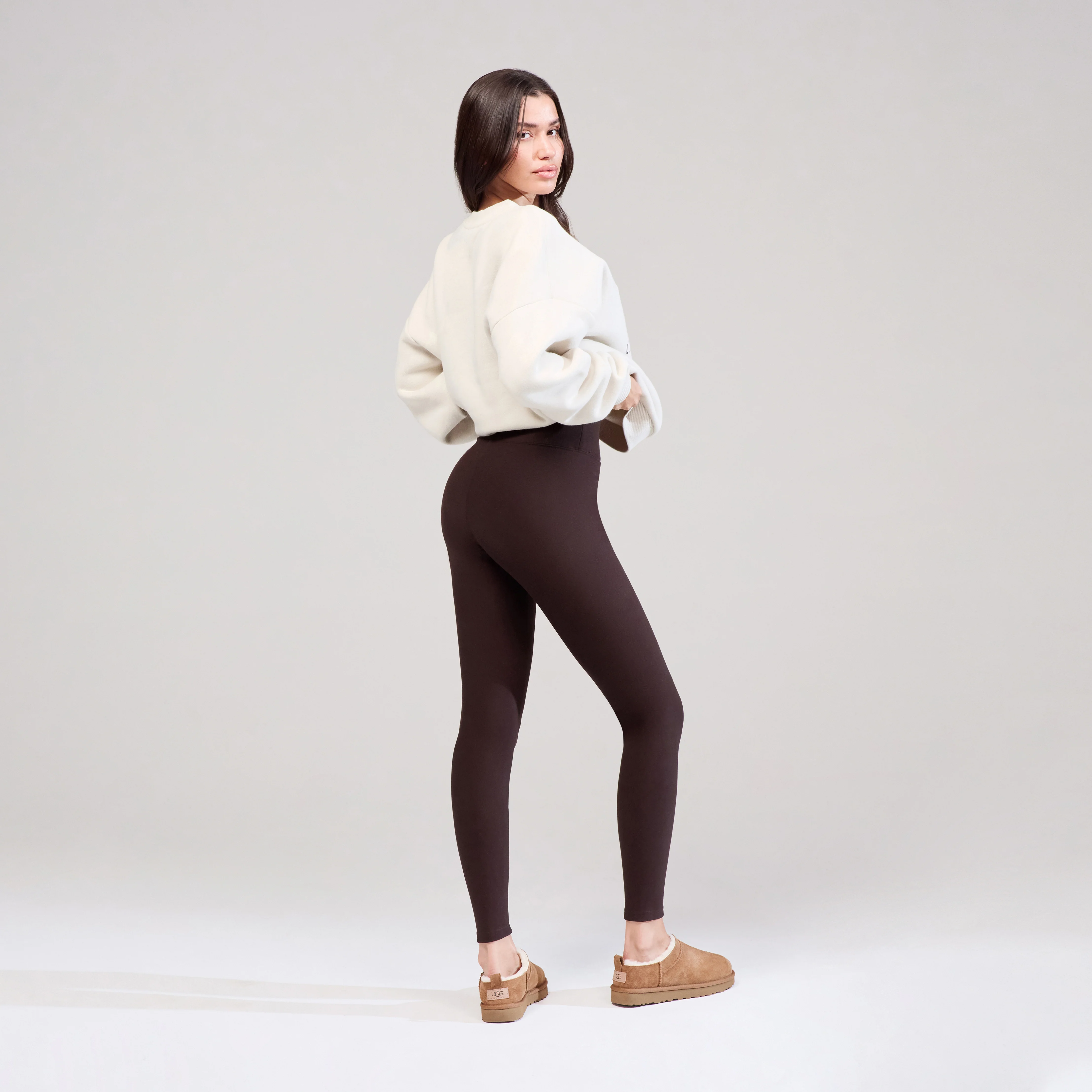 Winter Everyday High Waisted Leggings - Espresso Brown - Image 3