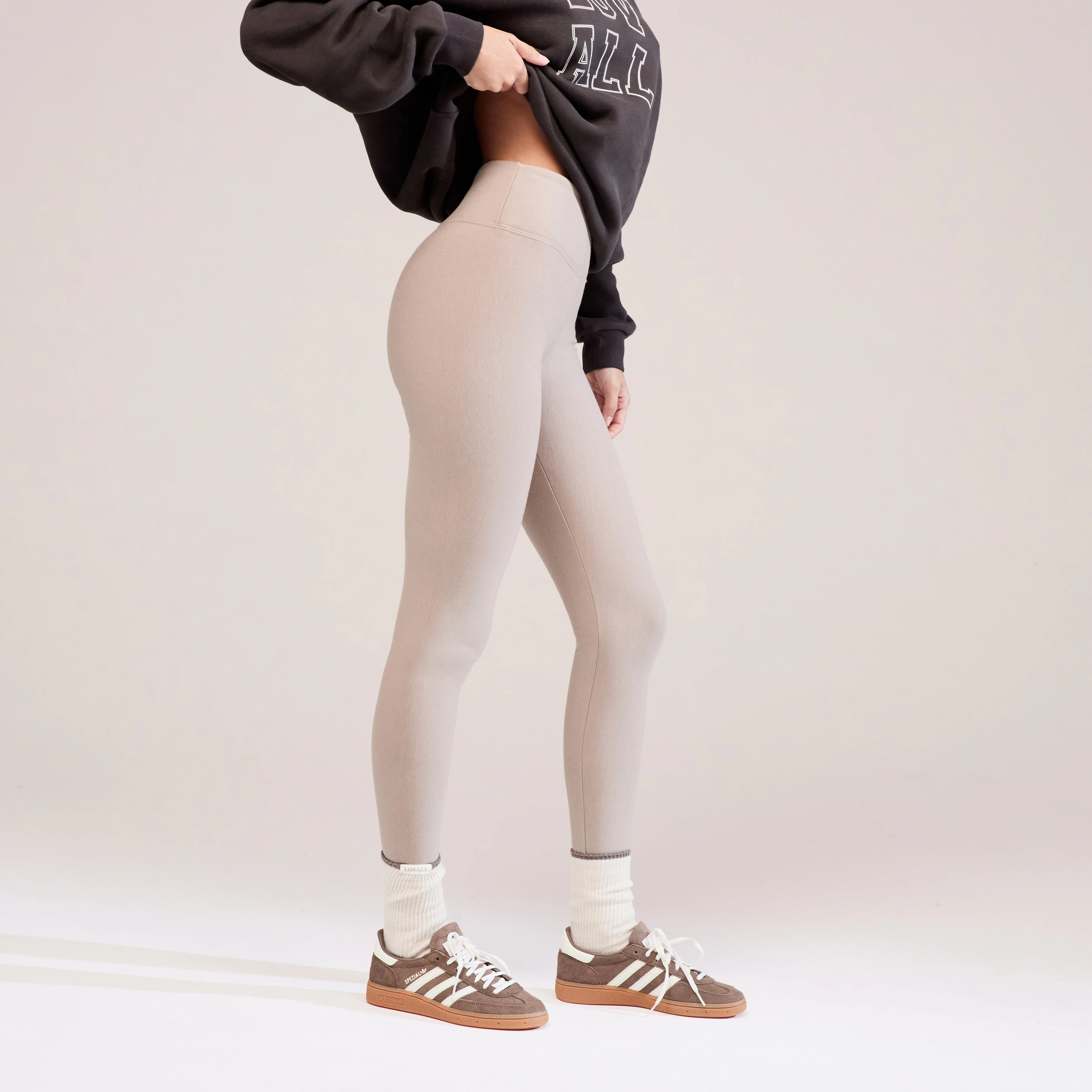 Winter Everyday High Waisted Leggings - Stone - Image 3
